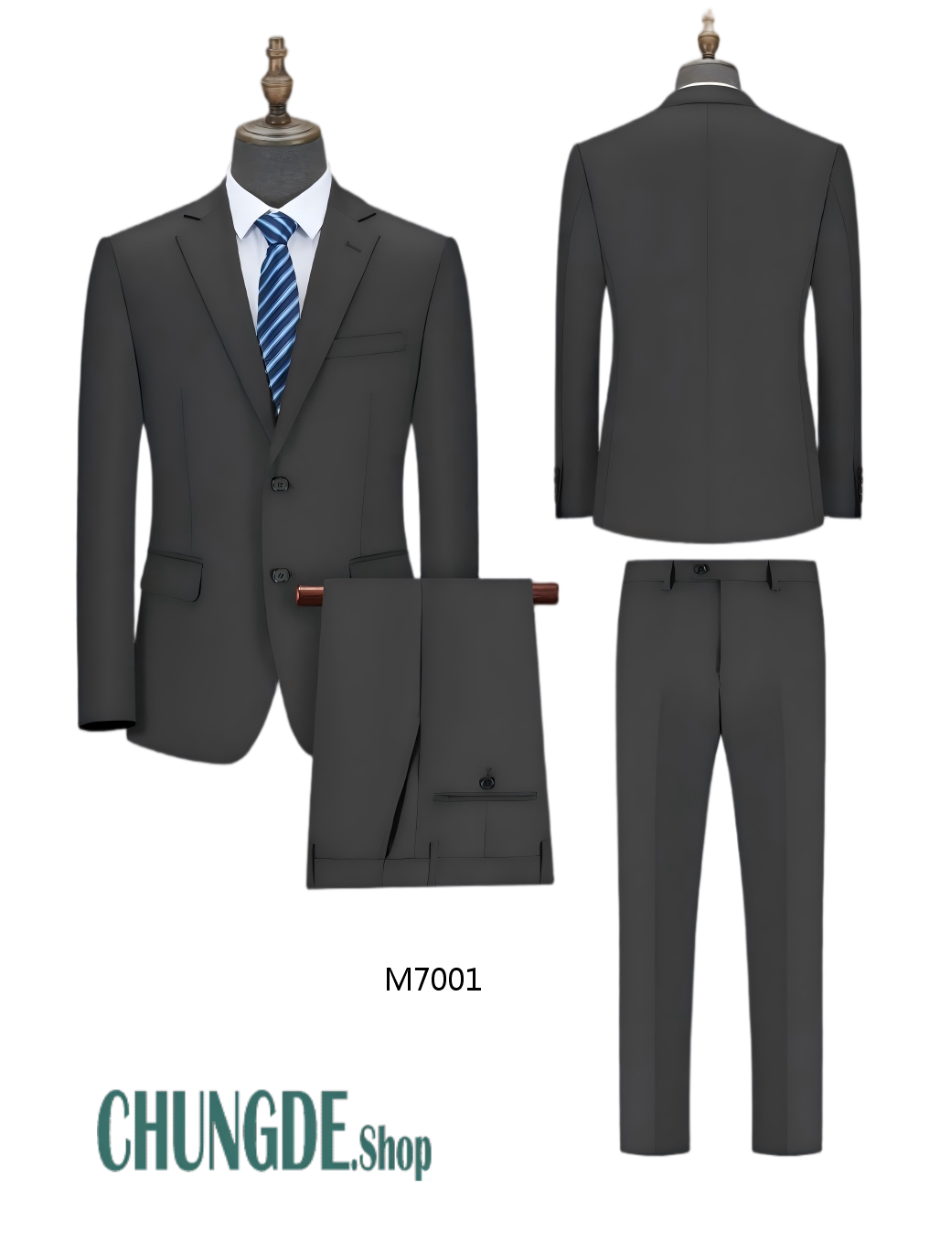 カスタム紳士服 スーツ セット · 2ツボタン·ノッチドラペル · 黒 · M7001